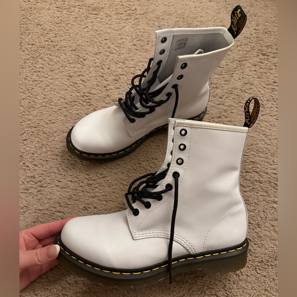 Dr. Martens White Leather Boots